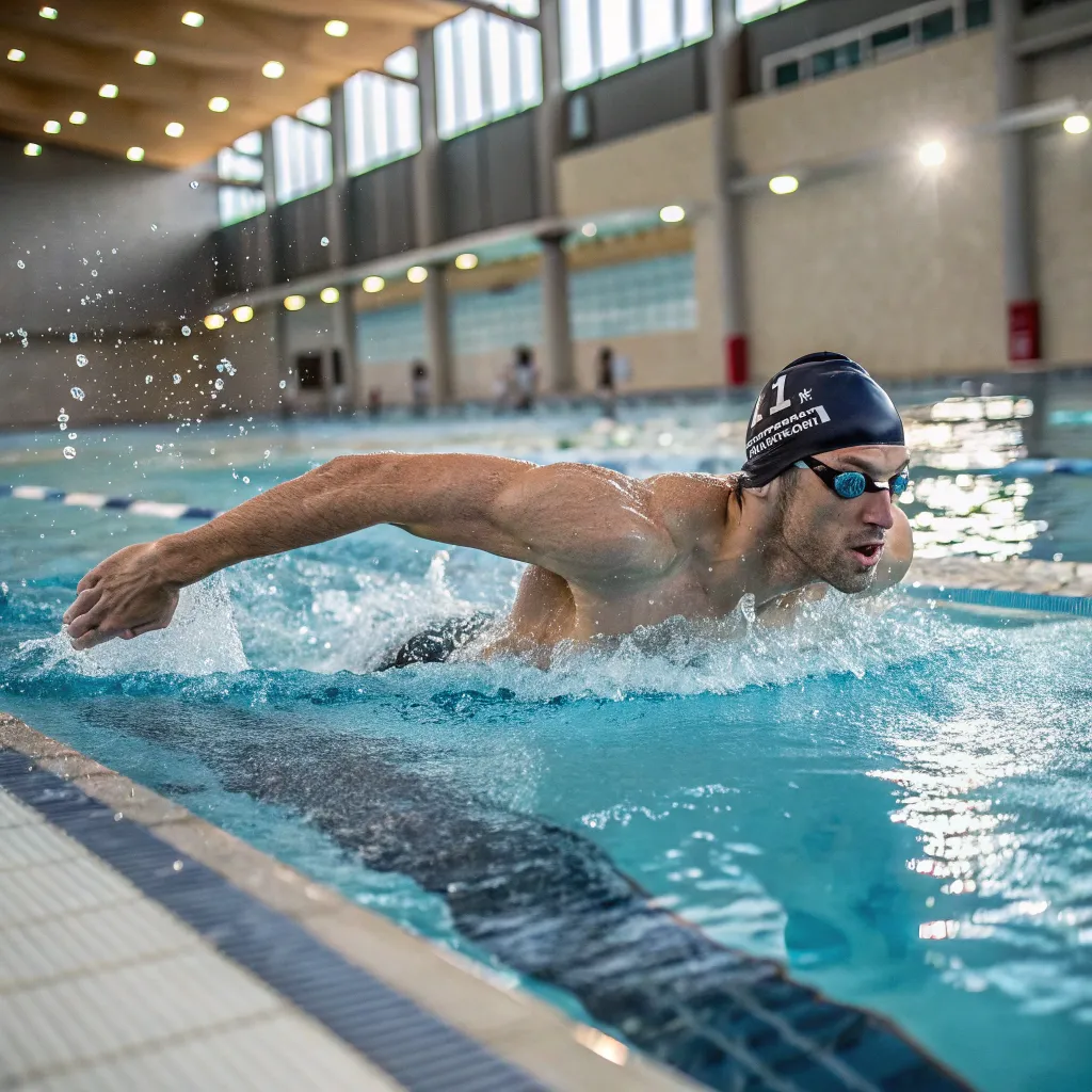 Mark Thompson practicing swimming at MIREVALAXIS