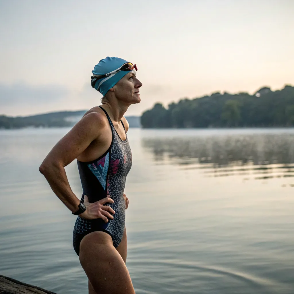 Sarah Lee preparing for open water swim at MIREVALAXIS