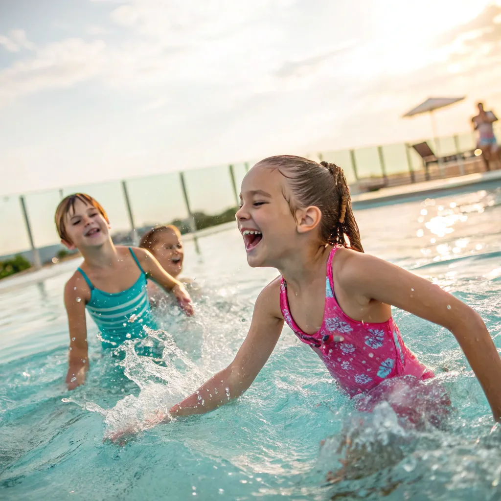Kids swimming in the pool